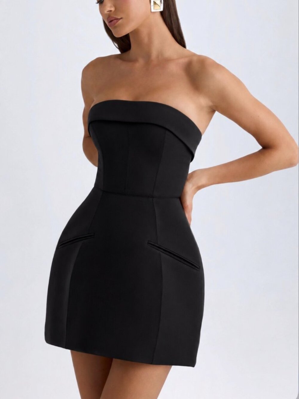 Oh Polly Black Strapless Corset Mini Dress – NWT